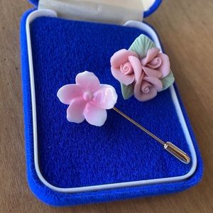 Aynsley bone china brooches